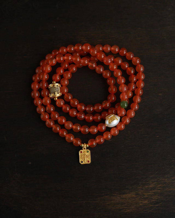 Natural Red Agate Bracelet and Necklace