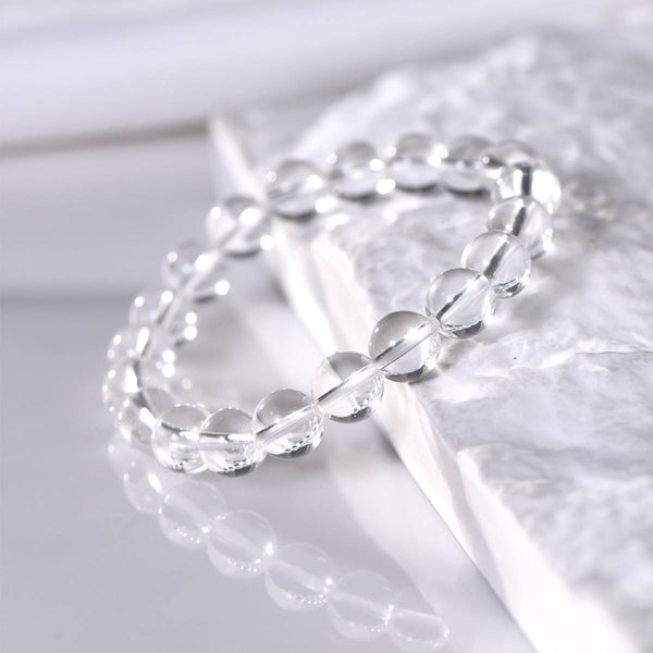 Plain Round White Crystal Bead Bracelet